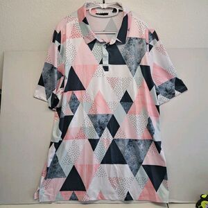 Yatta Golf Shirt Mens 2XL Polo Performance Birdie Dropper Geometric Print